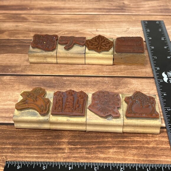 Vintage Stampin Up TAGS AND MORE Rubber Stamp Collection Wood Mounted Set Of 8 - Picture 4 of 6
